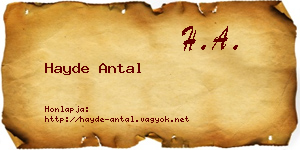 Hayde Antal névjegykártya